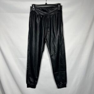 NWT COMMANDO Black Faux Leather Jogger Pants Size Small Women's edgy streetwear